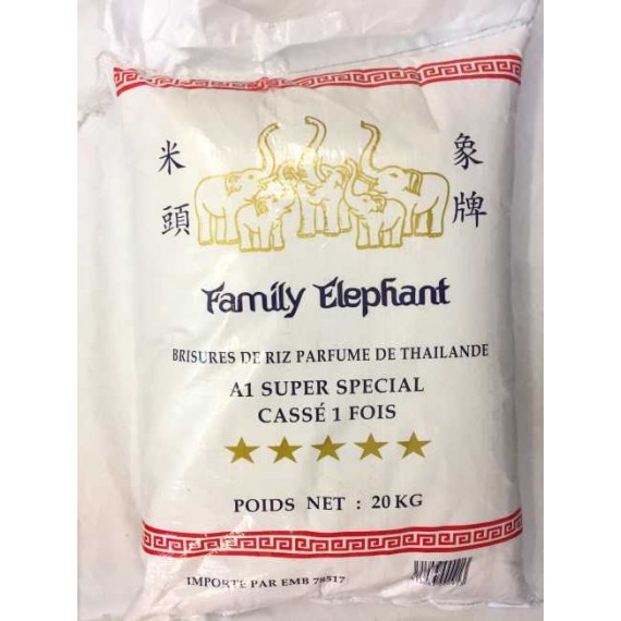 Brisures de riz parfumé cassé 1 fois FAMILY ELEPHANT 20kg