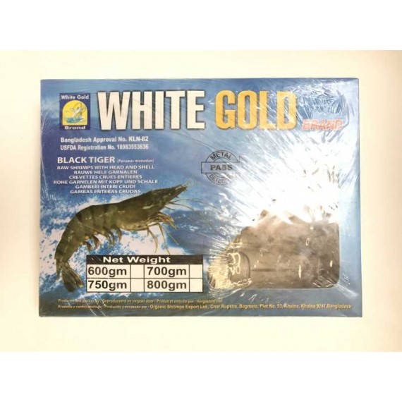 Crevettes entières crues congelées taille 6/8 WHITE GOLD 750g