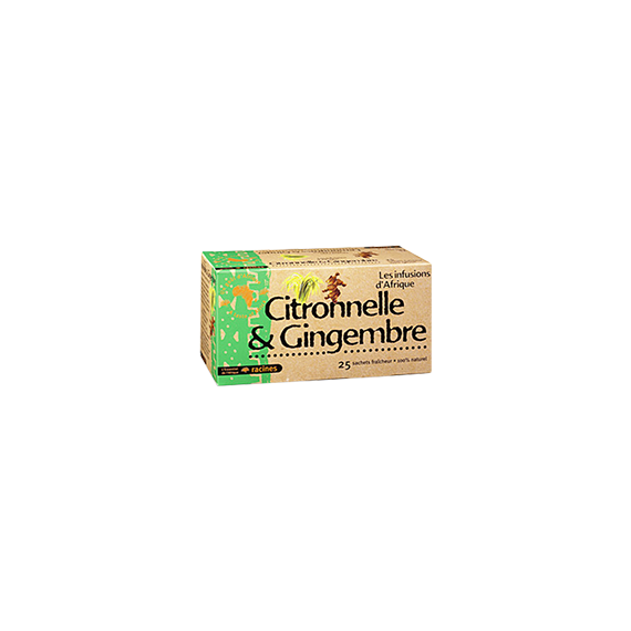 Thé Citronnelle/Gingembre - 25 sachets x 1.6g - RACINES 40g